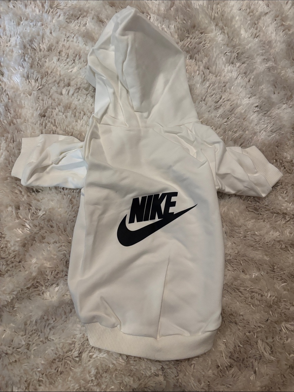 Dog Nike White Hoodie with Black Swoosh